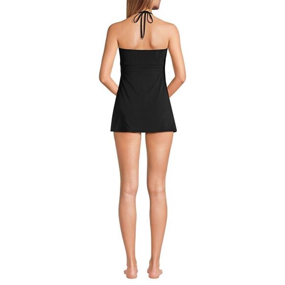 Land's End Mini Swim dress 1 piece ruched Bandeau halter black swimsuit Various - Picture 8 of 12